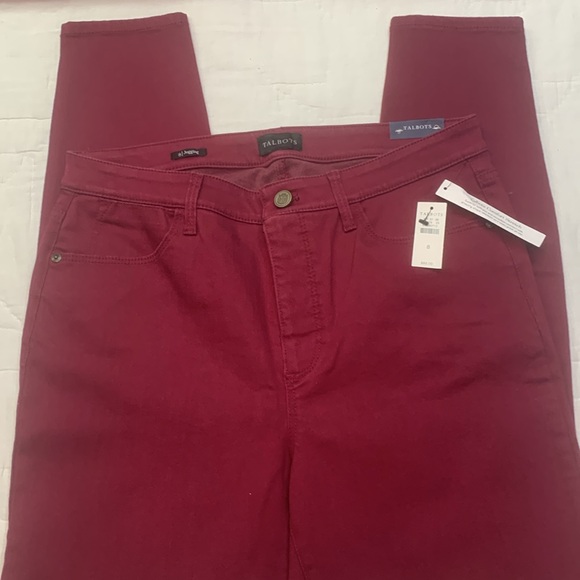 Talbots- High waist, skinny leg, ankle length jeggings in magenta. Size 8. NWT - Picture 3 of 7